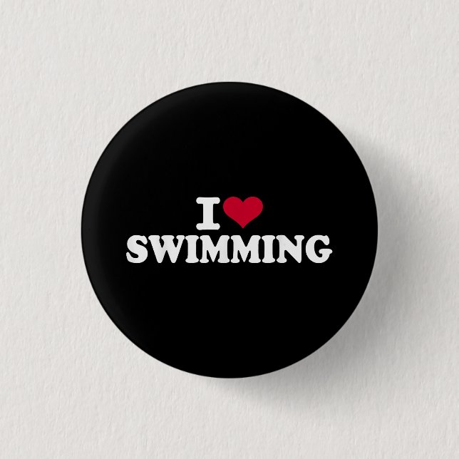 I love swimming 3 cm round badge (Front)