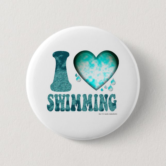 I Love Swimming 6 Cm Round Badge (Front)