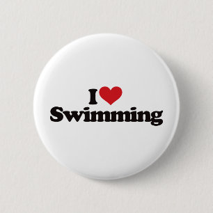 I Love Swimming 6 Cm Round Badge