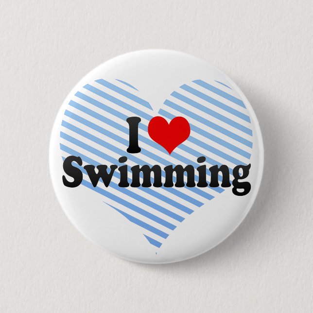 I Love Swimming 6 Cm Round Badge (Front)