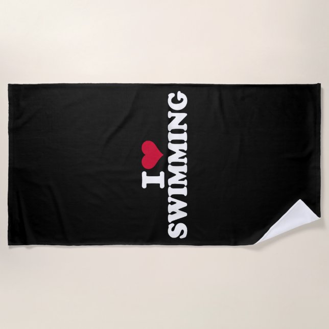 I love swimming beach towel (Front)