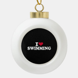 I love swimming ceramic ball christmas ornament