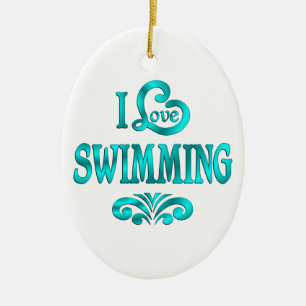 I Love Swimming Ceramic Tree Decoration