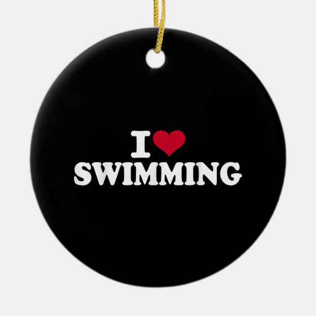 I love swimming ceramic tree decoration (Front)