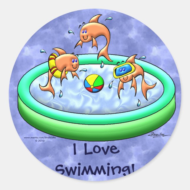 I Love Swimming! Classic Round Sticker (Front)