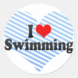 I Love Swimming Classic Round Sticker