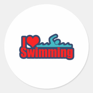I Love Swimming Classic Round Sticker