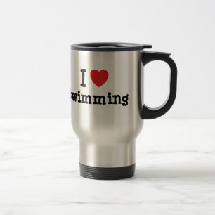 I love Swimming heart custom personalised Travel Mug