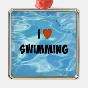 I Love Swimming  Metal Tree Decoration
