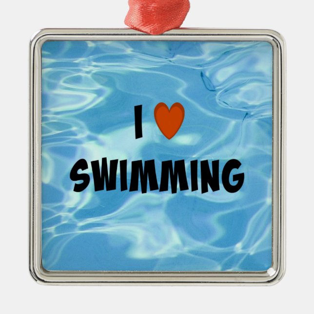 I Love Swimming  Metal Tree Decoration (Front)