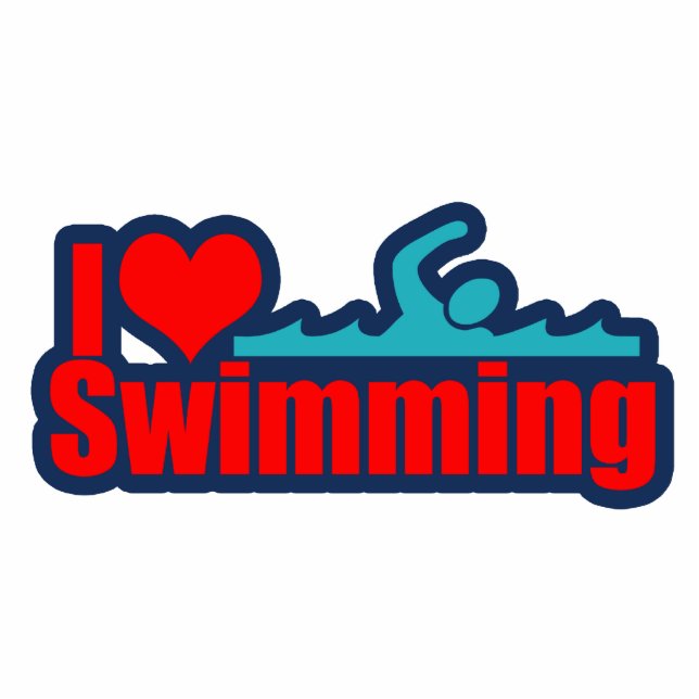 I Love Swimming Photo Sculpture Decoration (Front)