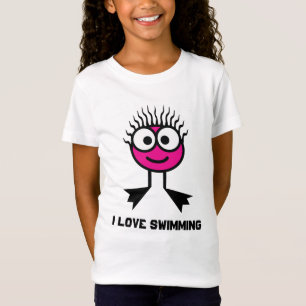 I Love Swimming - Pink Swim Character T-Shirt