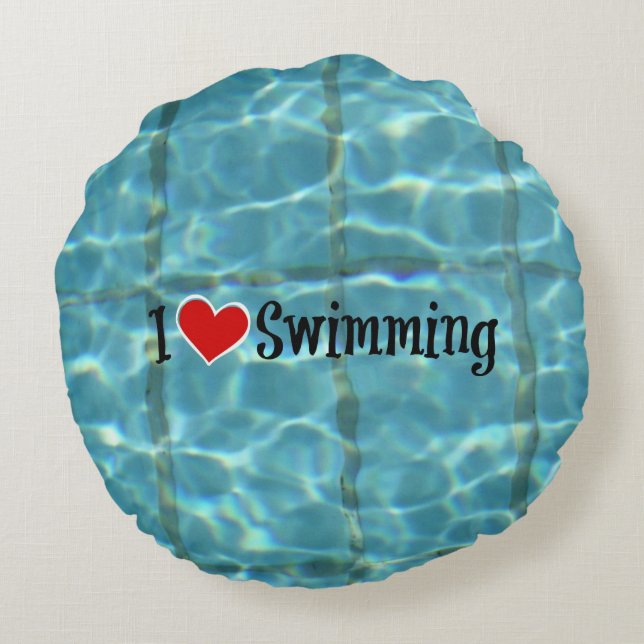 I Love Swimming Round Cushion (Back)