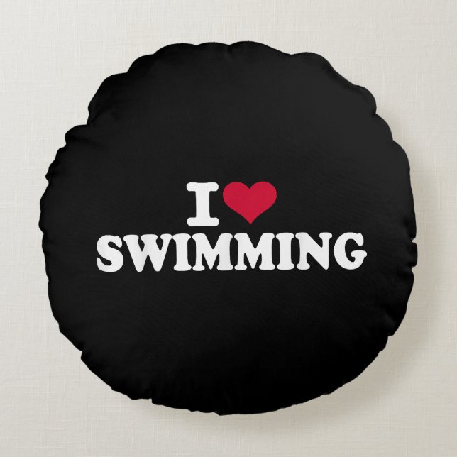 I love swimming round cushion (Front)
