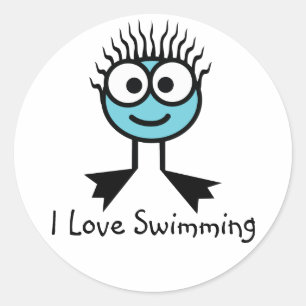 I Love Swimming Stickers