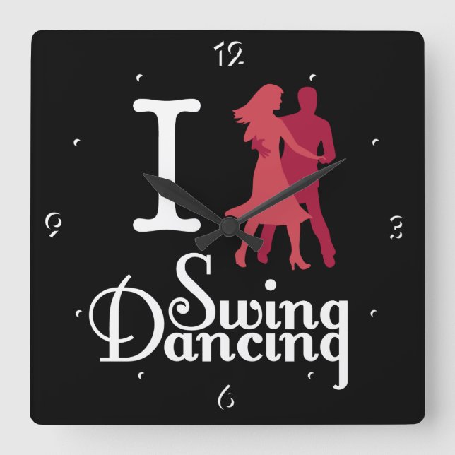 I Love Swing Dancing Square Wall Clock (Front)