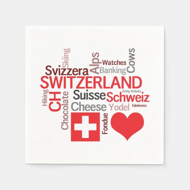 I Love Switzerland - Favourite Swiss Things Napkin (Front)