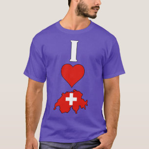 I Love Switzerland Vertical I Heart Swiss Flag Map T-Shirt