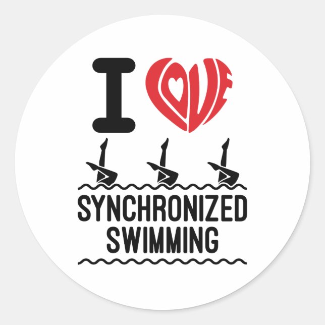I Love Synchronised Swimming Classic Round Sticker (Front)