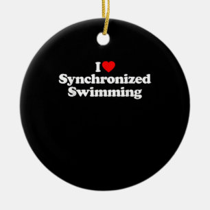I Love Synchronised Swimming Heart Souvenir Funny Ceramic Tree Decoration