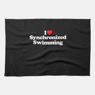 I Love Synchronised Swimming Heart Souvenir Funny Tea Towel
