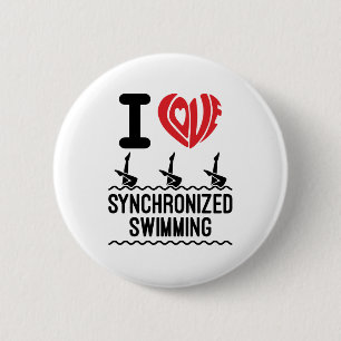 I Love Synchronized Swimming 6 Cm Round Badge