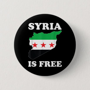 I Love Syria Is Free Syrian Map New Syrian Flag 6 Cm Round Badge