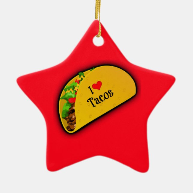 I Love Tacos Ceramic Tree Decoration (Back)