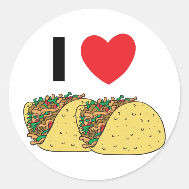 I Love Tacos Classic Round Sticker (Front)