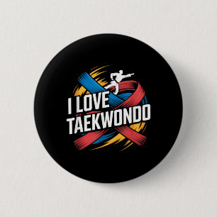 I Love Taekwondo Enthusiast Graphic 6 Cm Round Badge