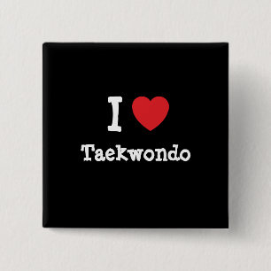 I love Taekwondo heart custom personalised 15 Cm Square Badge