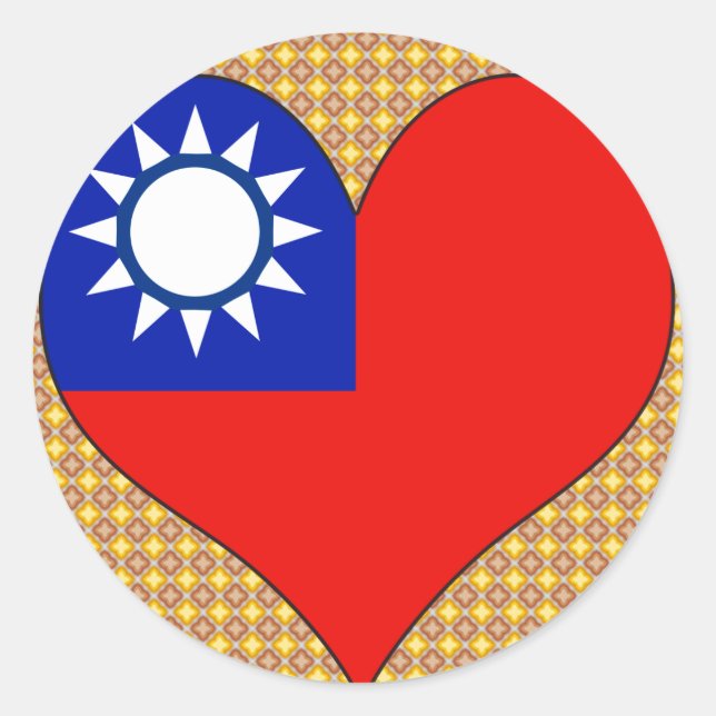 I Love Taiwan Classic Round Sticker (Front)