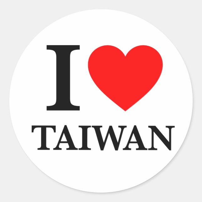 I Love Taiwan Classic Round Sticker (Front)