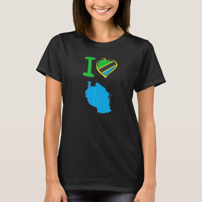 I love Tanzania Tanzanian flag in the shape of a h T-Shirt (Front)