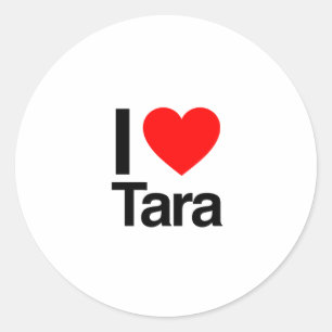 i love tara classic round sticker