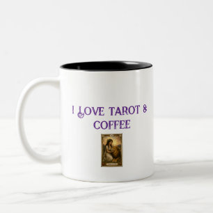 I Love Tarot and coffee card Strength Reader Two-Tone Coffee Mug