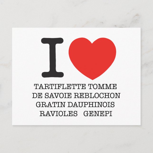 I Love Tartiflette Postcard (Front)