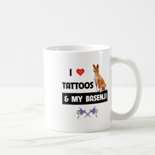 I Love Tattoos And My Basenji Dog Tattooed Mum Dad Coffee Mug