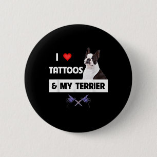 I Love Tattoos And My Border Collie Dog Tattooed M 6 Cm Round Badge