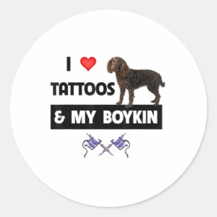 I Love Tattoos And My Boykin Spaniel Tattooed Dog Classic Round Sticker