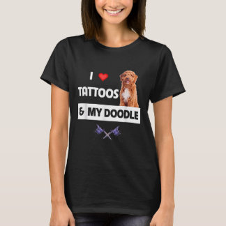 I Love Tattoos And My Golden Doodle Dog Tattooed M T-Shirt
