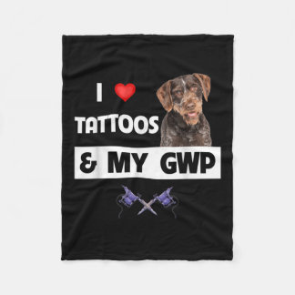 I Love Tattoos And My Gwp German Wirehaired Pointe Fleece Blanket
