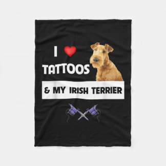 I Love Tattoos And My Irish Terrier Dog Mum Dad Bo Fleece Blanket