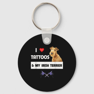 I Love Tattoos And My Irish Terrier Dog Mum Dad Bo Key Ring