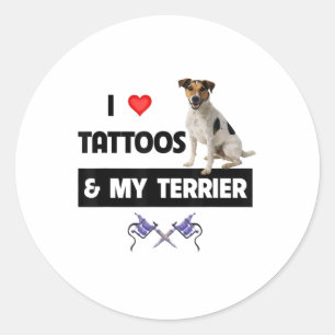 I Love Tattoos And My Jack Russell Terrier Dog Mum Classic Round Sticker