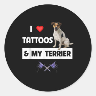 I Love Tattoos And My Jack Russell Terrier Dog Mum Classic Round Sticker