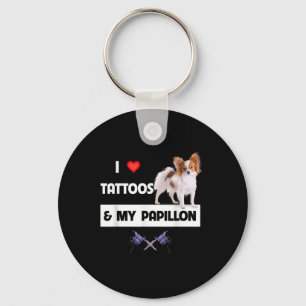 I Love Tattoos And My Papillon Dog Mum Dad Body Ar Key Ring