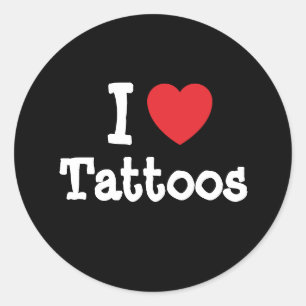 I love Tattoos heart custom personalised Classic Round Sticker