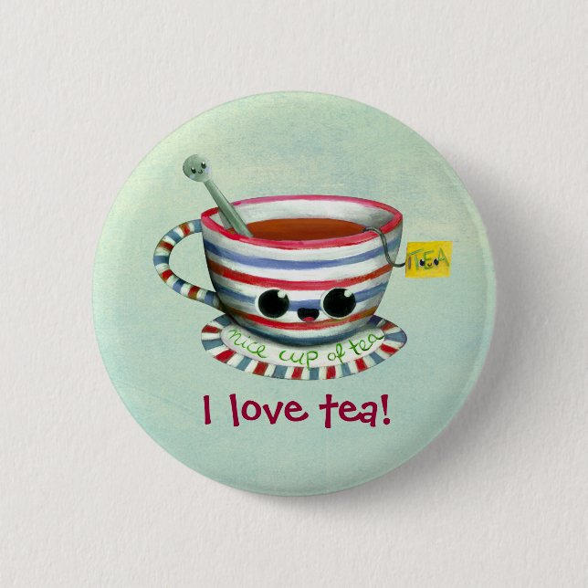 I love Tea 6 Cm Round Badge (Front)