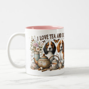 I love tea and dogs Two-Tone coffee mug